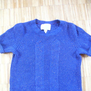 Kurzarmstrick royalblau, Glitzer, XS