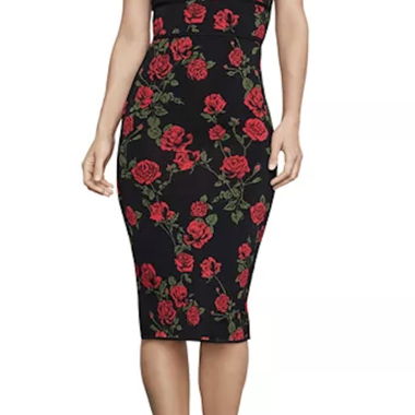 Schwarzes Kleid mit rosa Blumen BCBG