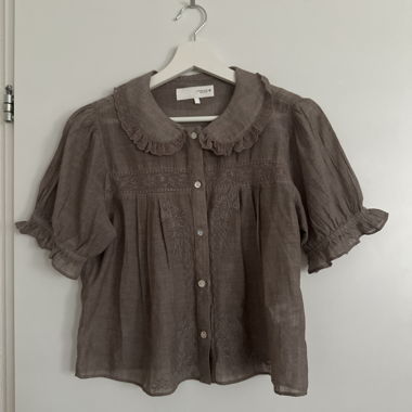 Brown Short-Sleeve Blouse