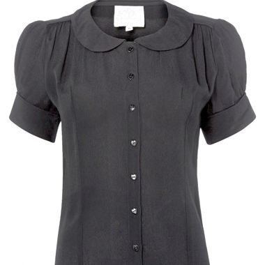 Blusa nera con maniche a sbuffo