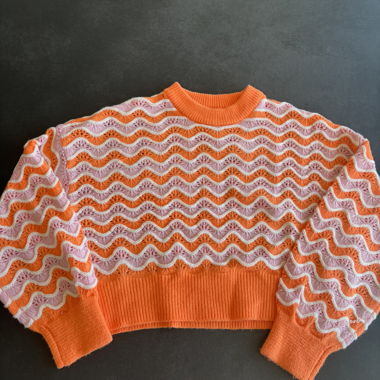 Pull maille zigzag orange