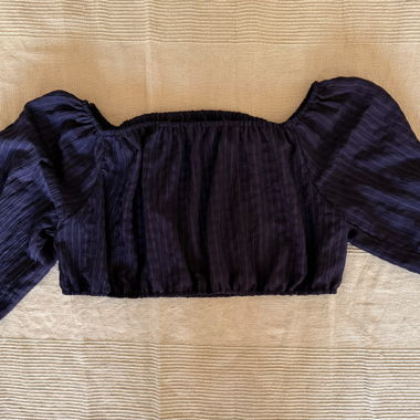 Transparent crop top with puff sleeves (unworn)