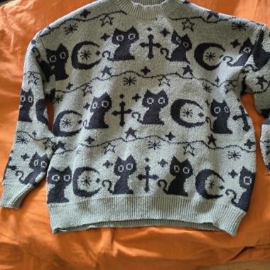 Pullover mit Katzenmotiv Mond