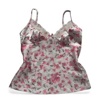 Top Cami coquette fleuri rose (S)