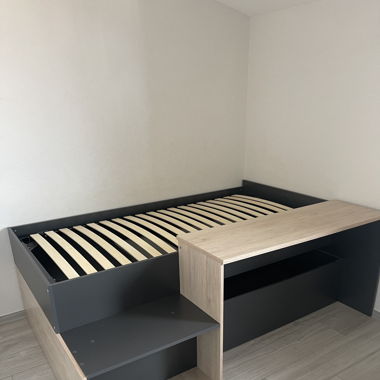 Lit avec rangements et bureau 90 x 190 cm matelas