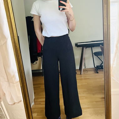 black wide leg trousers