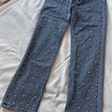 Jeans blu con perline