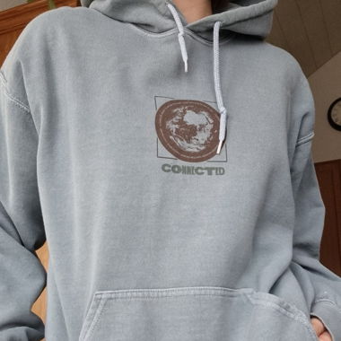 light blue hoodie with print 