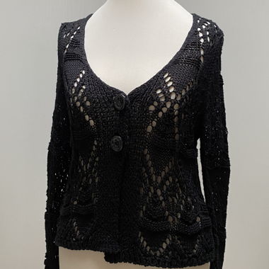 Cardigan noir en crochet (THOMMEN)