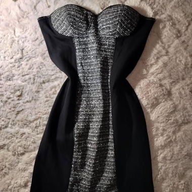 Robe bustier noire et gris chiné