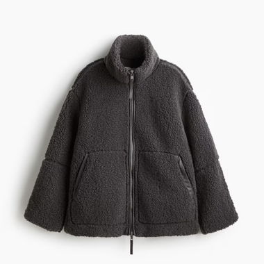 Dunkle Sherpa-Fleecejacke