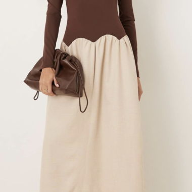 Robe bicolore manches longues