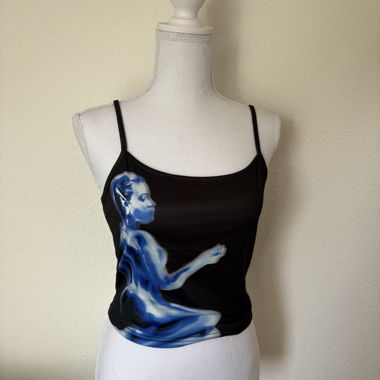 Top Cami grafico nero e blue - S/M