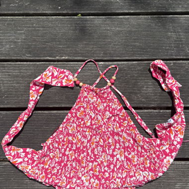 Top Halter Floreale Rosa