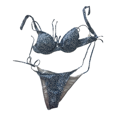 Set bikini blu con motivo floreale