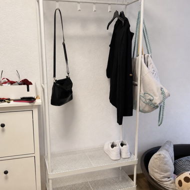 White Clothes Rack with Shelves