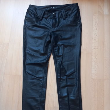 Leather-like pants, black