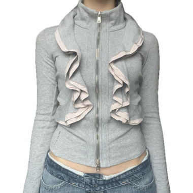 Vintage Denim Jacket with Double Zipper