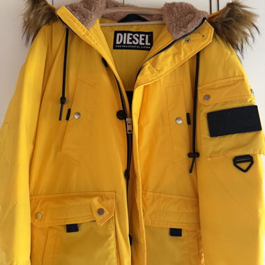 Diesel Men's Winter Jacket Parka Yellow Size L