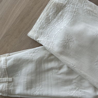 White women's trousers with Zara embroidery