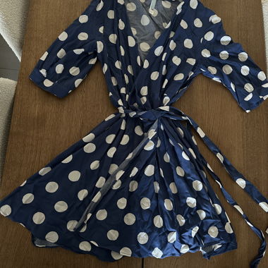 Robe portefeuille à pois bleue 40/42