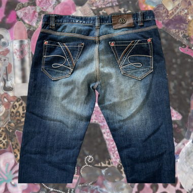 Jeans vintage à taille basse à pois
