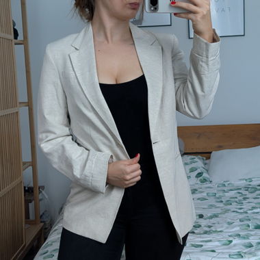 Blazer en lin mélangé beige
