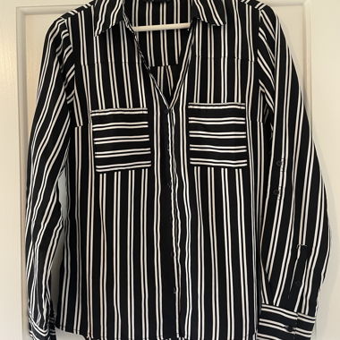 AMISU striped blouse black-white S