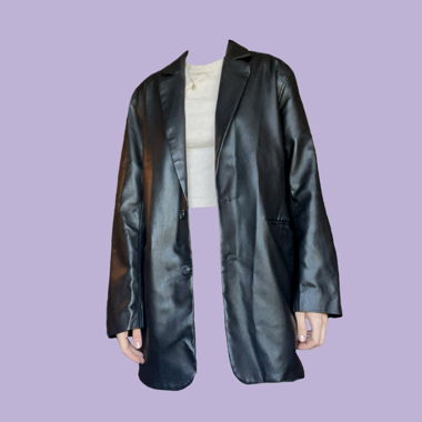 Blazer en cuir synthétique noir