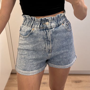 Hot pants in blau mit saum