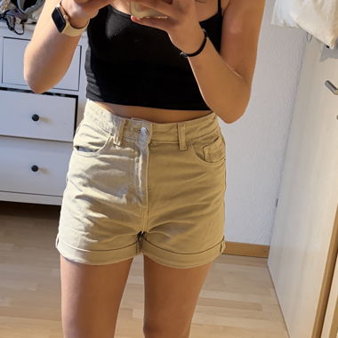 Beige Denim Shorts EU 36
