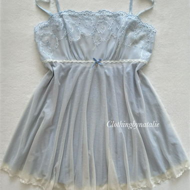 Babydoll aus Ice-Blue Sheer Mesh, Grösse M