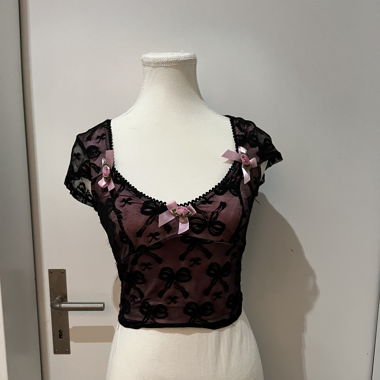 Sheer Mesh Bow Top – XS – Sugar Thrillz