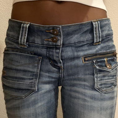 low rise flared jeans