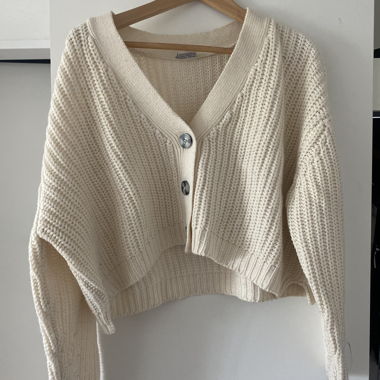 Cardigan in maglia color crema