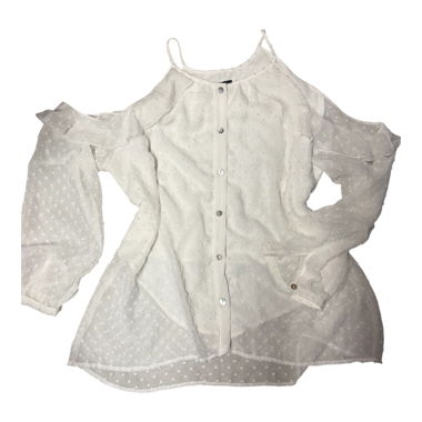 White ruffle blouse