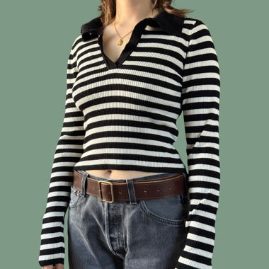 Stradivarius gestreifter Pullover s/w Grösse M
