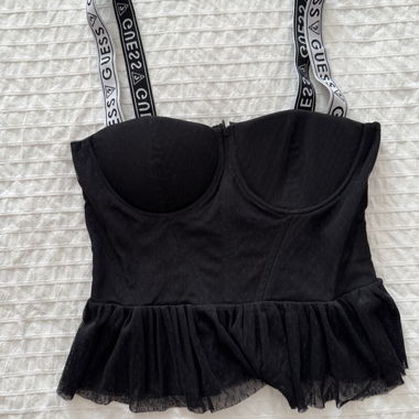 Top corto in mesh nero GUESS