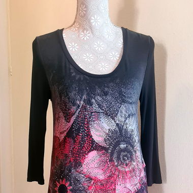 Hip Length Red & Black Summer Chiffon style top