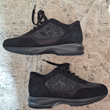 Sneakers Hogan nero in tweed e camoscio - 39 1/2