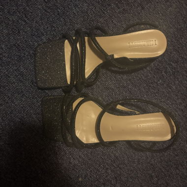 Black Glitter sandals with adjustable straps