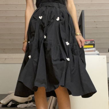 Black Puffy Skirt with Flowers