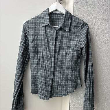 Vintage long-sleeve shirt - grey-blue check
