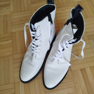 White Lace-Up Ankle Boots