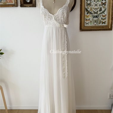 Abito lungo da sposa Shadowline in nylon chiffon, taglia M