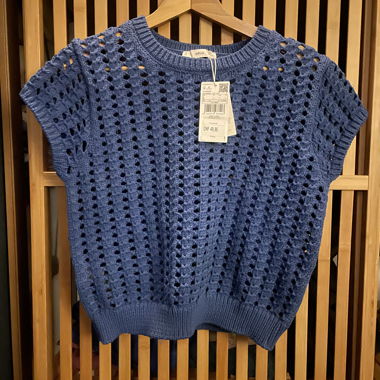 Blauer Strick mit Lochmuster - L Zara - Neu
