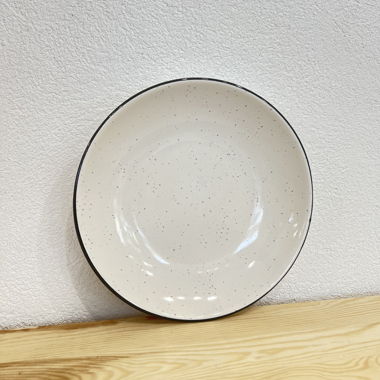 4 speckled white ceramic plates