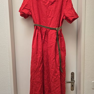 Red midi/long dress with belt