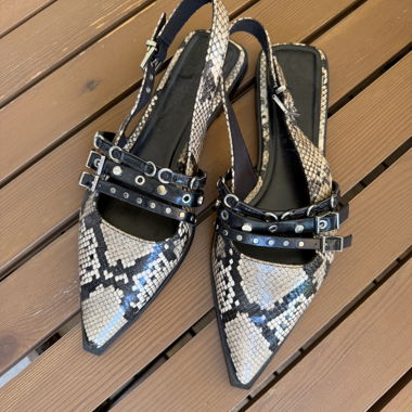 Mocassins slingback à imprimé serpent
