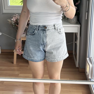 Short en jean bicolore